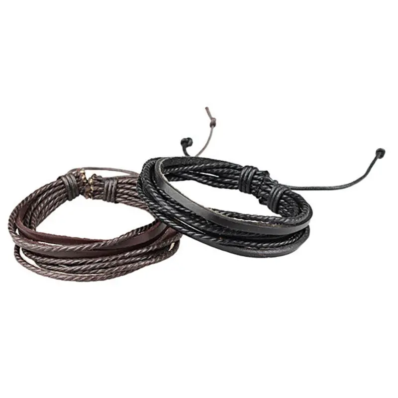 Jewelry Wrap Multilayer Leather Bracelets Bangles For Men Women Braided Rope Wristb Pulseira Feminina Masculina 1