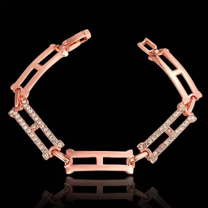 Jewerly 18K Gp Rectangular Rose Golden Plated Pulseras Mujer Women Braceletsmtpb1 5 2