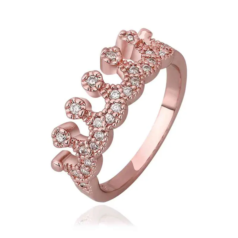 Jewerly Anillos 18K Gp Crown 2 Rose Color Party Wedding Rings Girl Jewelry Rings6 4 2