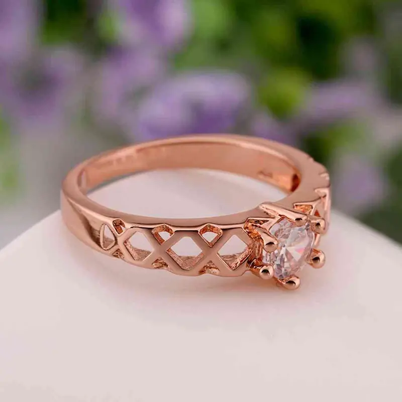 Jewerly Anillos 18K Gp Crown Rose Color Party Wedding Rings Girl Jewelry Rings6 6 1