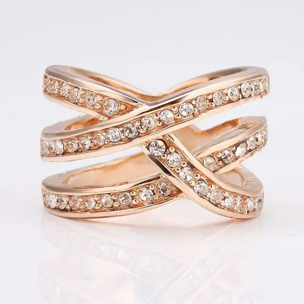 Jewerly Anillos 18K Gp Crystal Mesh Party Wedding Rings Girl Jewelry Rings 1 2