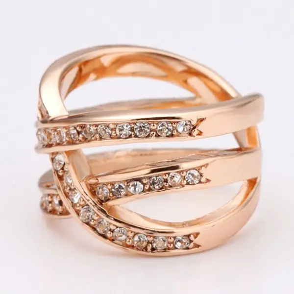 Jewerly Anillos 18K Gp Crystal Mesh Party Wedding Rings Girl Jewelry Rings 1 3