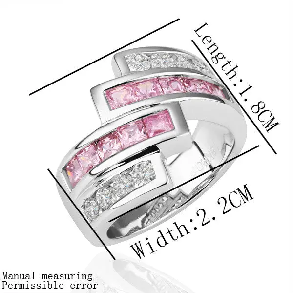 Jewerly Anillos 18K Gp Four Line Platinum Plated Party Wedding Rings Girl Jewelry Rings198 1