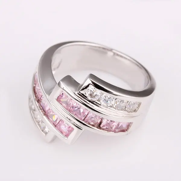 Jewerly Anillos 18K Gp Four Line Platinum Plated Party Wedding Rings Girl Jewelry Rings198 2