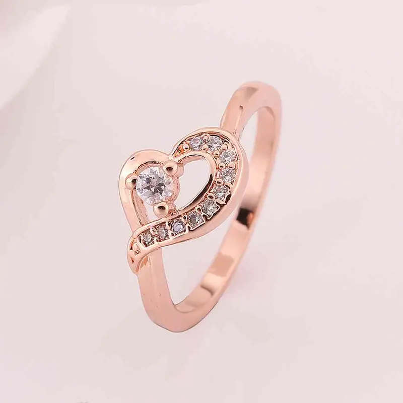Jewerly Anillos 18K Gp Heart Rose Color Party Wedding Rings Girl Jewelry Rings572 1