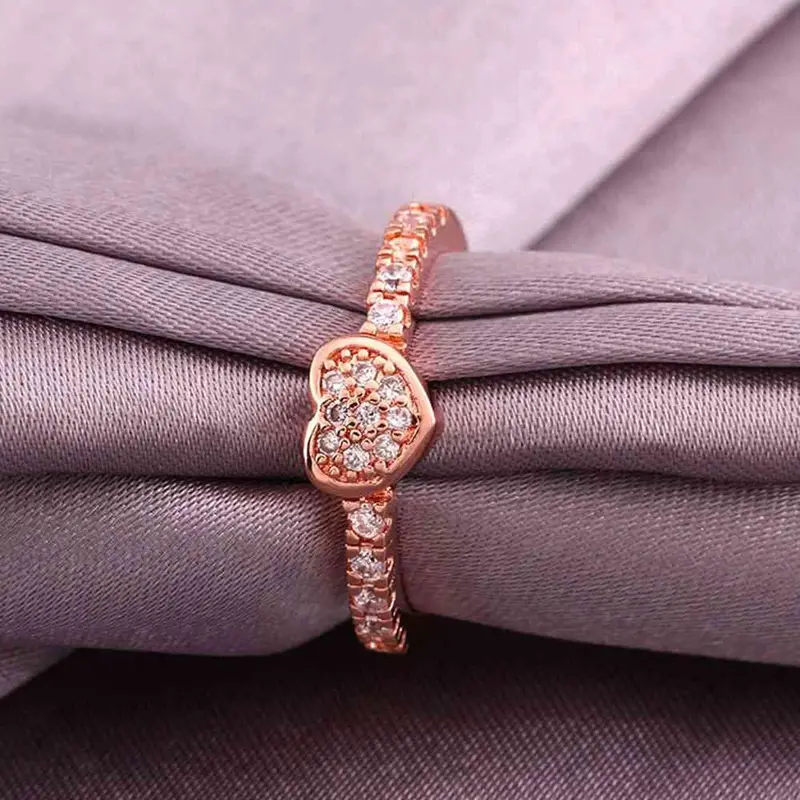 Jewerly Anillos 18K Gp Heartddd Rose Color Party Wedding Rings Girl Jewelry Rings578 1