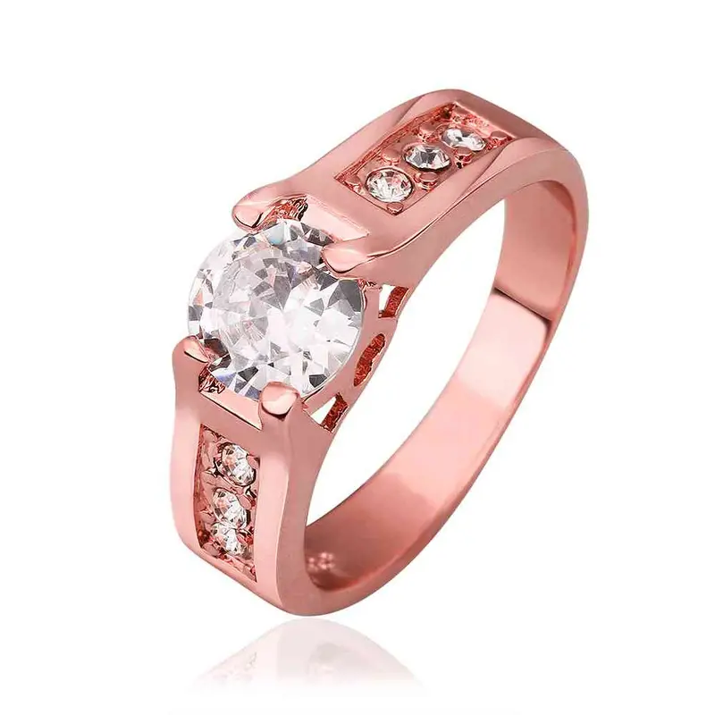 Jewerly Anillos 18K Gp One White Stone Rose Color Party Wedding Rings Girl Jewelry Rings549 2