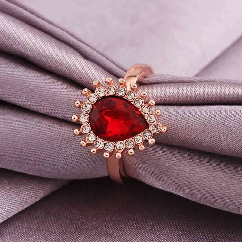 Jewerly Anillos 18K Gp Red Eye Rose Color Party Wedding Rings Girl Jewelry Rings562 1
