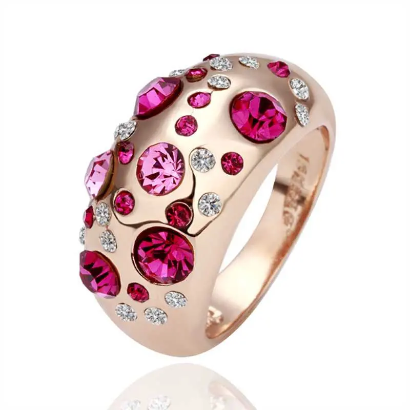 Jewerly Anillos 18K Gp Set Pink Auger Party Wedding Rings Girl Jewelry Rings 77 1