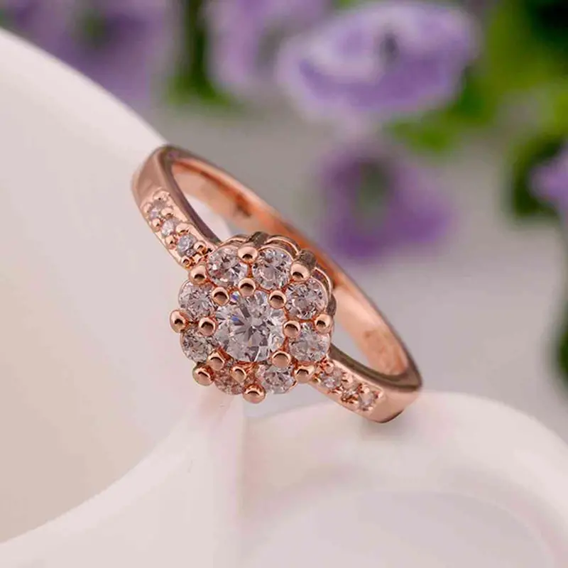 Jewerly Anillos 18K Gp Small Flower Rose Color Party Wedding Rings Girl Jewelry Rings586 1