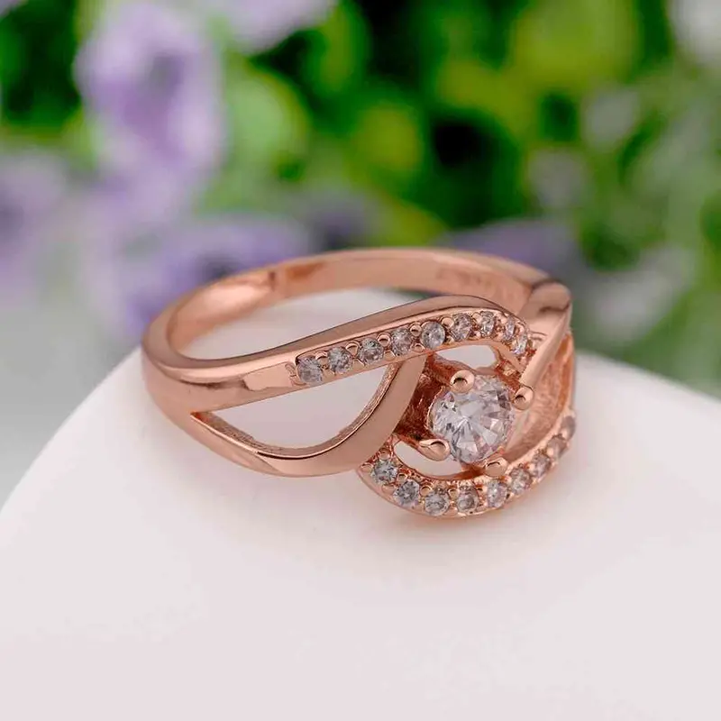 Jewerly Anillos 18K Gp Strange Shape Rose Color Party Wedding Rings Girl Jewelry Rings592 1