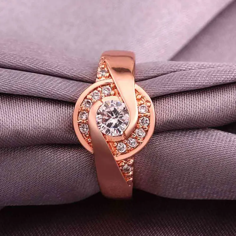 Jewerly Anillos 18K Gp Time Zone Rose Color Party Wedding Rings Girl Jewelry Rings58 1