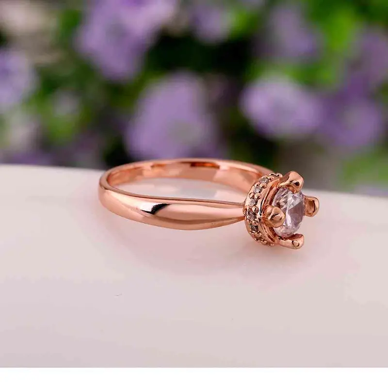 Jewerly Anillos 18K Gp Uuuk Rose Color Party Wedding Rings Girl Jewelry Rings6 8 1