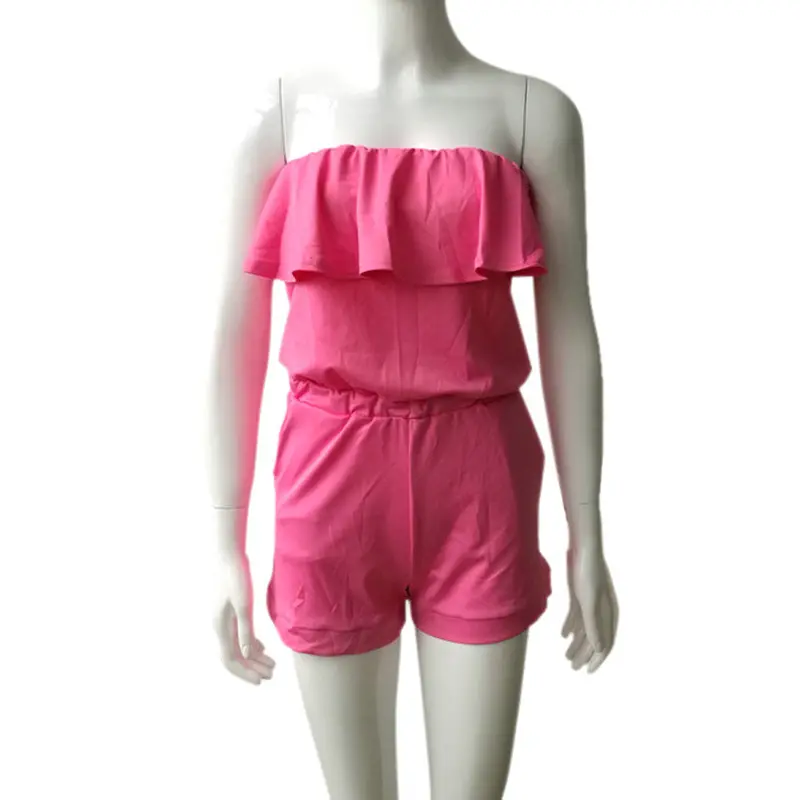 Jumpsuit Women Sexy Casual Romper Tops Elastic Slim Short Bodysuit Playsuit Plus Size Feida 2
