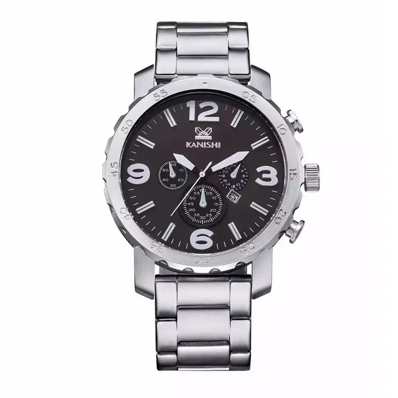 Kanishi Business Quartz Watch Men Sport Military Watches Men Stainless Steal Strap Army Wristwatch Clock Hours Complete 1