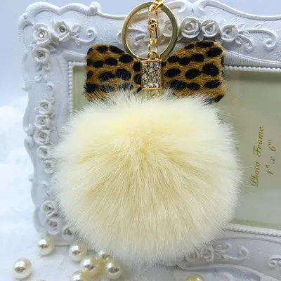 Key Chain Fluffy Faux Rabbit Fur Ball Charm Car Keychain Handbag Solid Charm Key Ring Gift 13