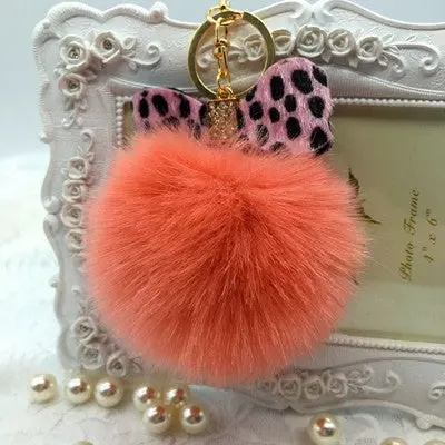 Key Chain Fluffy Faux Rabbit Fur Ball Charm Car Keychain Handbag Solid Charm Key Ring Gift 14