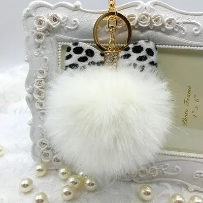 Key Chain Fluffy Faux Rabbit Fur Ball Charm Car Keychain Handbag Solid Charm Key Ring Gift 2