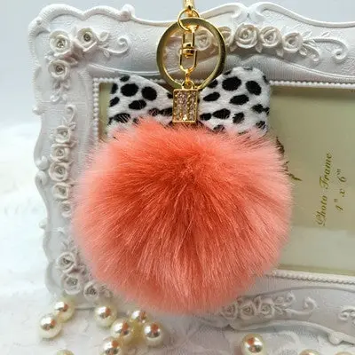 Key Chain Fluffy Faux Rabbit Fur Ball Charm Car Keychain Handbag Solid Charm Key Ring Gift 8
