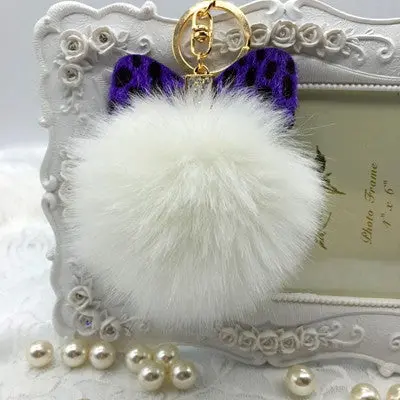 Key Chain Fluffy Faux Rabbit Fur Ball Charm Car Keychain Handbag Solid Charm Key Ring Gift 9