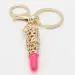 Key Chain Lady's Cute Gold Zinc Alloy Crystal Lipstick Keyring Pendant Bag Purse Decor Car Keychain 1