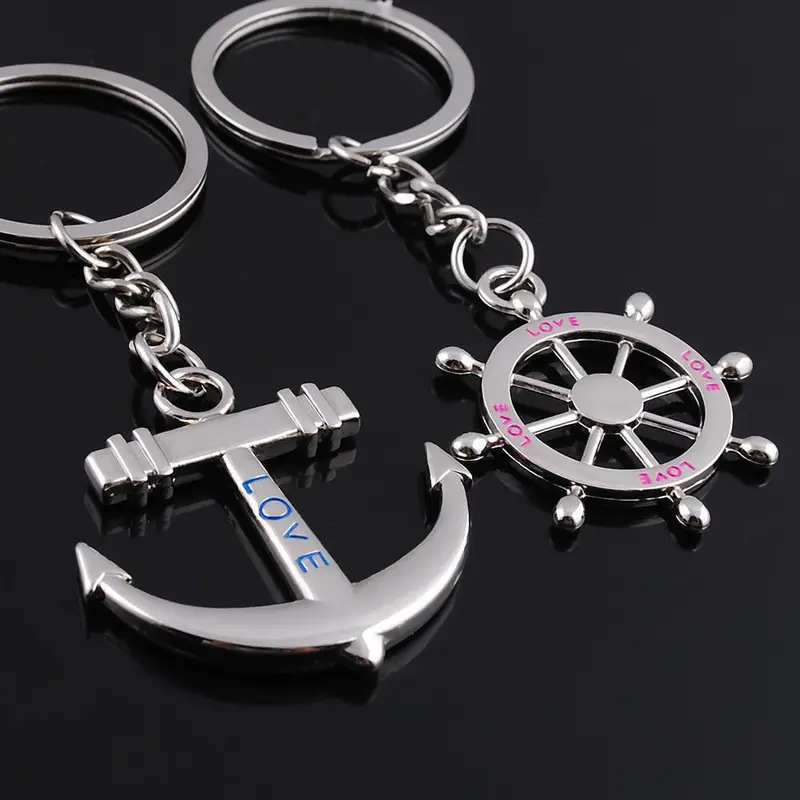 Key Chain Ring Keychain Fashion Metal Couples Lovers Anchor/Rudder Love Gift For Valentines Day 1