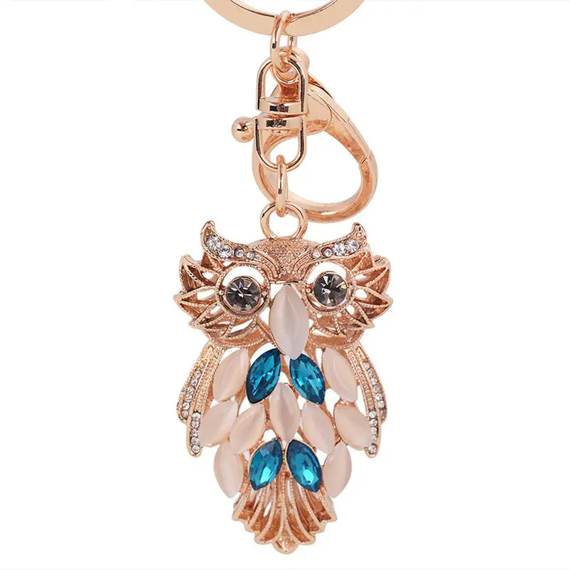 Key Chain Women Cute Owl Rhinestone Keychain Bag Plush Key Ring Car Key Pendant Llaveros Mujer Feida 1