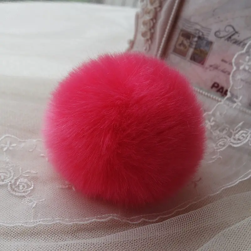 Key Chain Women Ladies Pompon Rabbit Fur Ball Keychain Mobile Phone Plug Backpack Bags Decorations Key Holder Trinket Feida 5