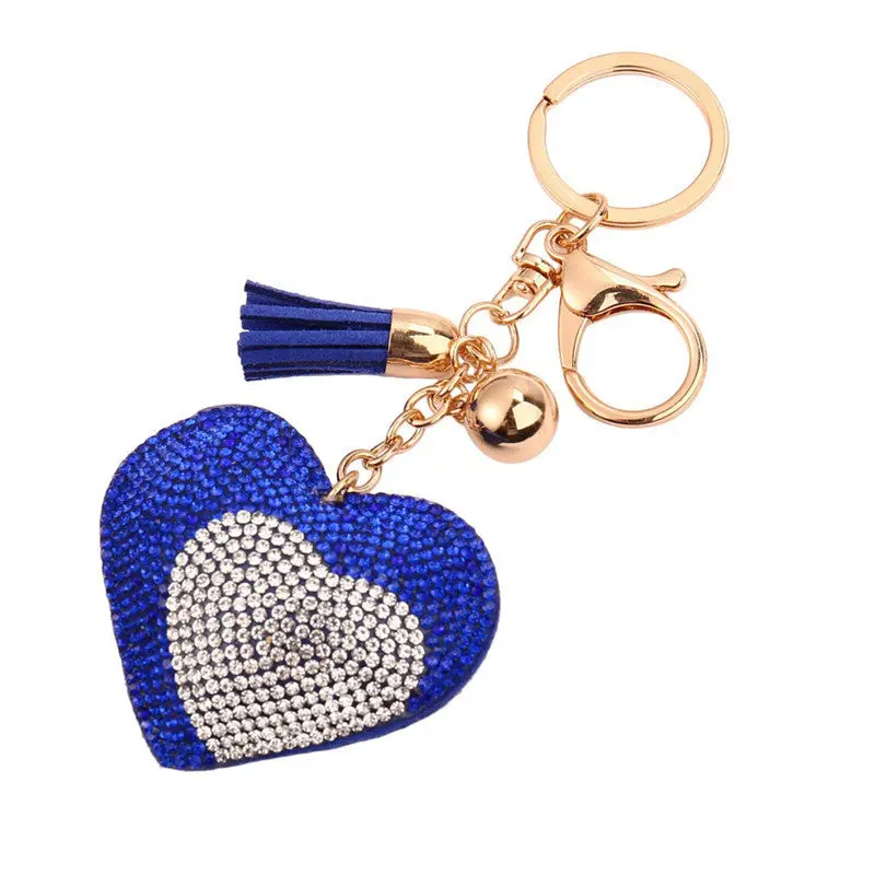 Key Woman Love Heart Car Key Chain Rhinestone Tassel Keychain Bag Handbag Key Ring Key Small Pendant Feida 1