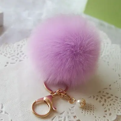 Keychain Rabbit Fur Ball Bag Plush Car Key Ring Cars Key Pendant Decoration For Purse Bag 4