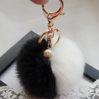 Keychain Rabbit Fur Ball Keychains For Bag Plush Car Key Ring Cars Keys Pendant Jewelry Gifts 1