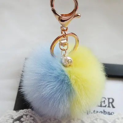 Keychain Rabbit Fur Ball Keychains For Bag Plush Car Key Ring Cars Keys Pendant Jewelry Gifts 10