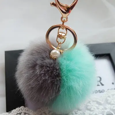 Keychain Rabbit Fur Ball Keychains For Bag Plush Car Key Ring Cars Keys Pendant Jewelry Gifts 12