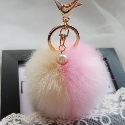 Keychain Rabbit Fur Ball Keychains For Bag Plush Car Key Ring Cars Keys Pendant Jewelry Gifts 13