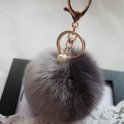 Keychain Rabbit Fur Ball Keychains For Bag Plush Car Key Ring Cars Keys Pendant Jewelry Gifts 5