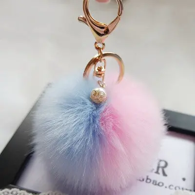 Keychain Rabbit Fur Ball Keychains For Bag Plush Car Key Ring Cars Keys Pendant Jewelry Gifts 6