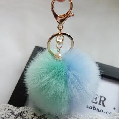 Keychain Rabbit Fur Ball Keychains For Bag Plush Car Key Ring Cars Keys Pendant Jewelry Gifts 7