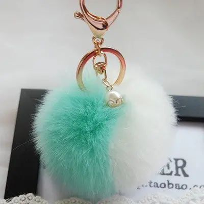 Keychain Rabbit Fur Ball Keychains For Bag Plush Car Key Ring Cars Keys Pendant Jewelry Gifts 8