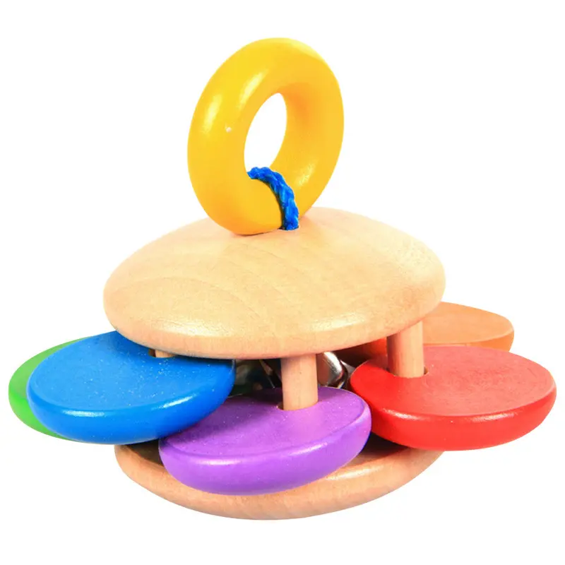 Kid Baby Toys Bell Wood Rattle Toy Hbell Musical Educational Instrument Toddlers Rattles Hle Baby Toy 1