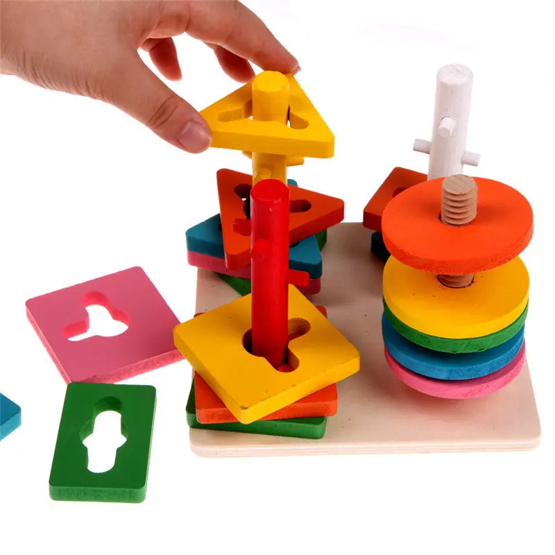 Kids Educational Preschool Toys Wooden Building Blocks Column Stacking Learning Intellectual Developmental Kids Toys 1