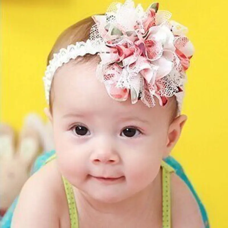 Kids Girl Flower Headband Girl Lace Hair Weave Headband Born Hair Accessories Children Elastic Headwear 1
