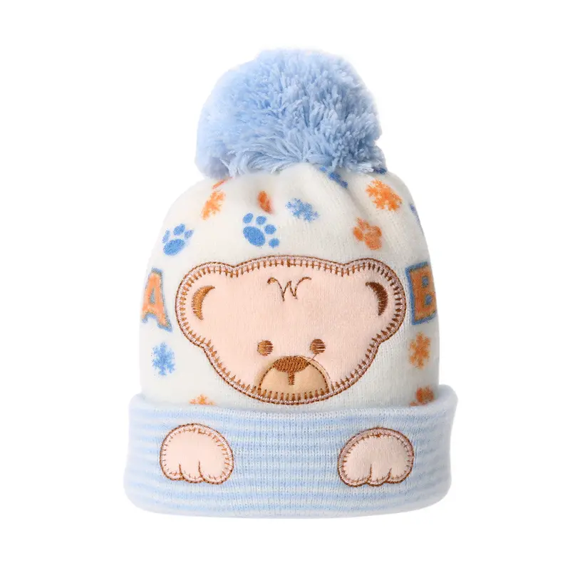 Kids Hat Cartoon Bear Hats Super St Baby Cap Beanie Born Bonnet For Boys Girls Baby Po Props Knitted Cap 1