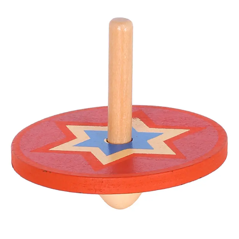 Kids Kindergarten Learning Educational Toy Multicolor Mini Cartoon Wooden Spinning Top Toy Wood Gyro Classic Toys 1