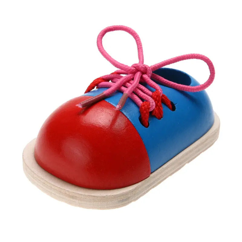 Kids Montessori Educational Toys For Children Wooden Toys Toddler Lacing Shoes Early Education Montessori Teaching Aids 1