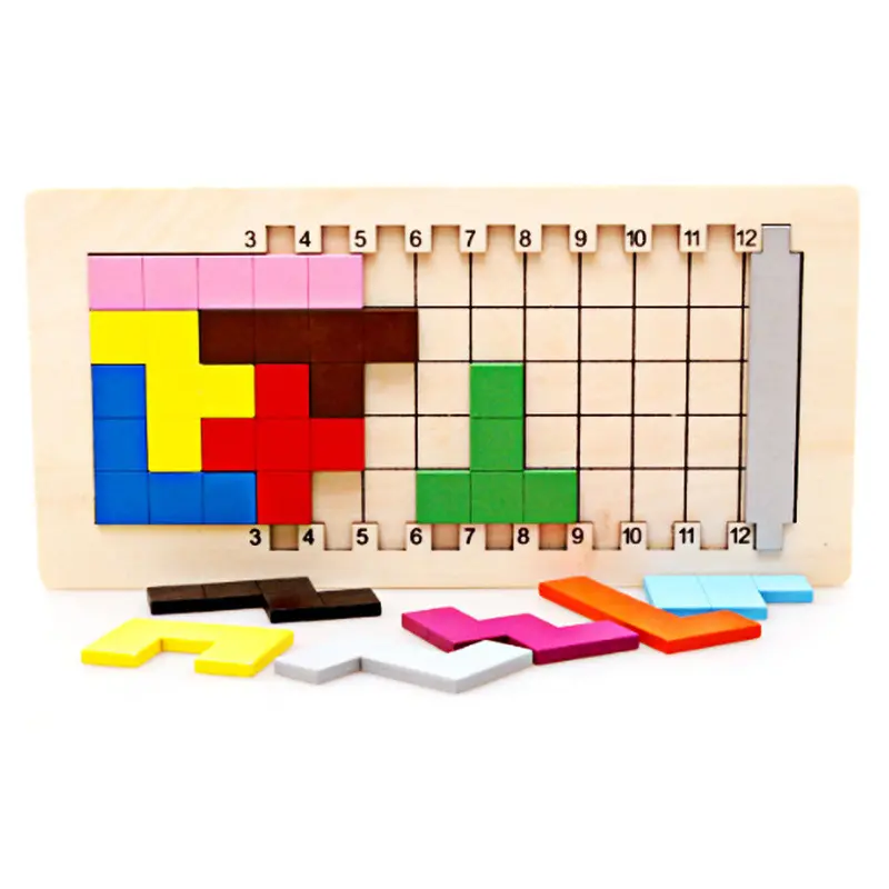 Kids Wooden Puzzle Toy Tangram Brain Teaser Tetris Game Educational Toys For Children 1