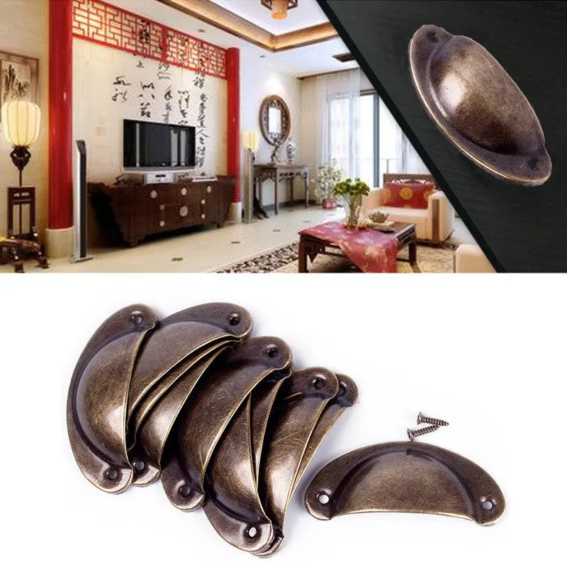 Kitchen Cupboard Door Cabinet Cup Drawer Furniture Antique Shell Pull Handle 12Pcs 68124 1