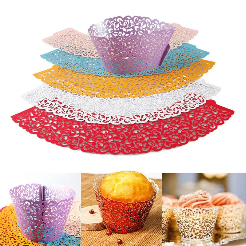 Kitchen Diy 12Pcs/Packwedding Birthday Baby Shower Filigree Vine Decor Wrapper Wraps Cupcake Cases 70959 1