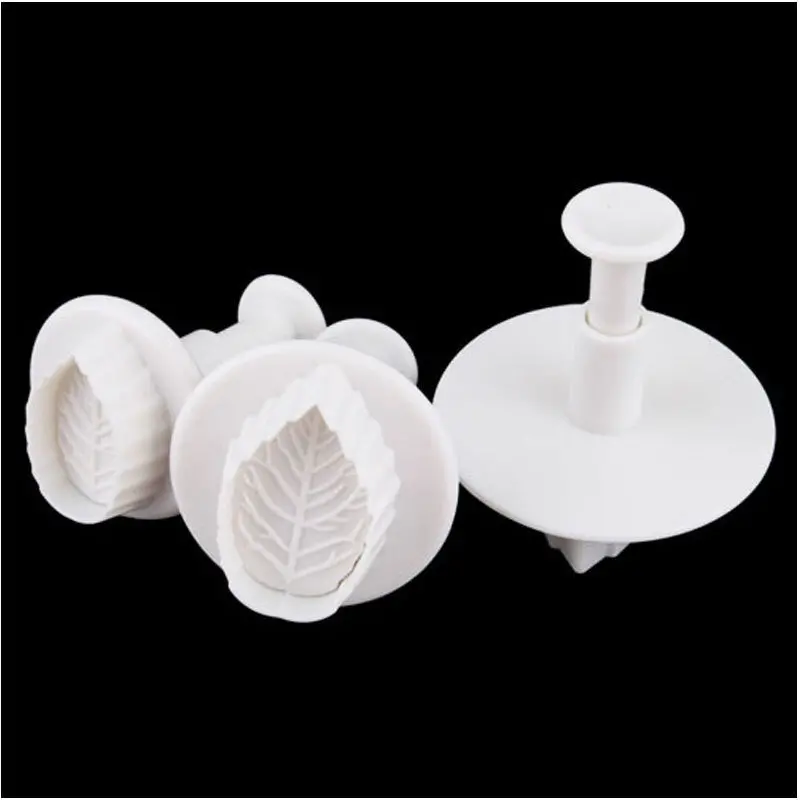 Kitchen Diy 3Pcs Cake Sugar Sugarcraft Cutter Plunger Leaves Tools 5624 1