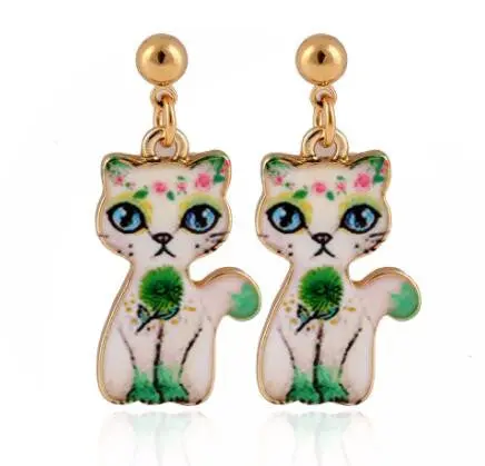 Kitty Cartoon Earrings Cute Animal Gold Cat Hanging Earrings Party Gifts Oeh050 1