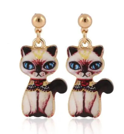 Kitty Cartoon Earrings Cute Animal Gold Cat Hanging Earrings Party Gifts Oeh050 2